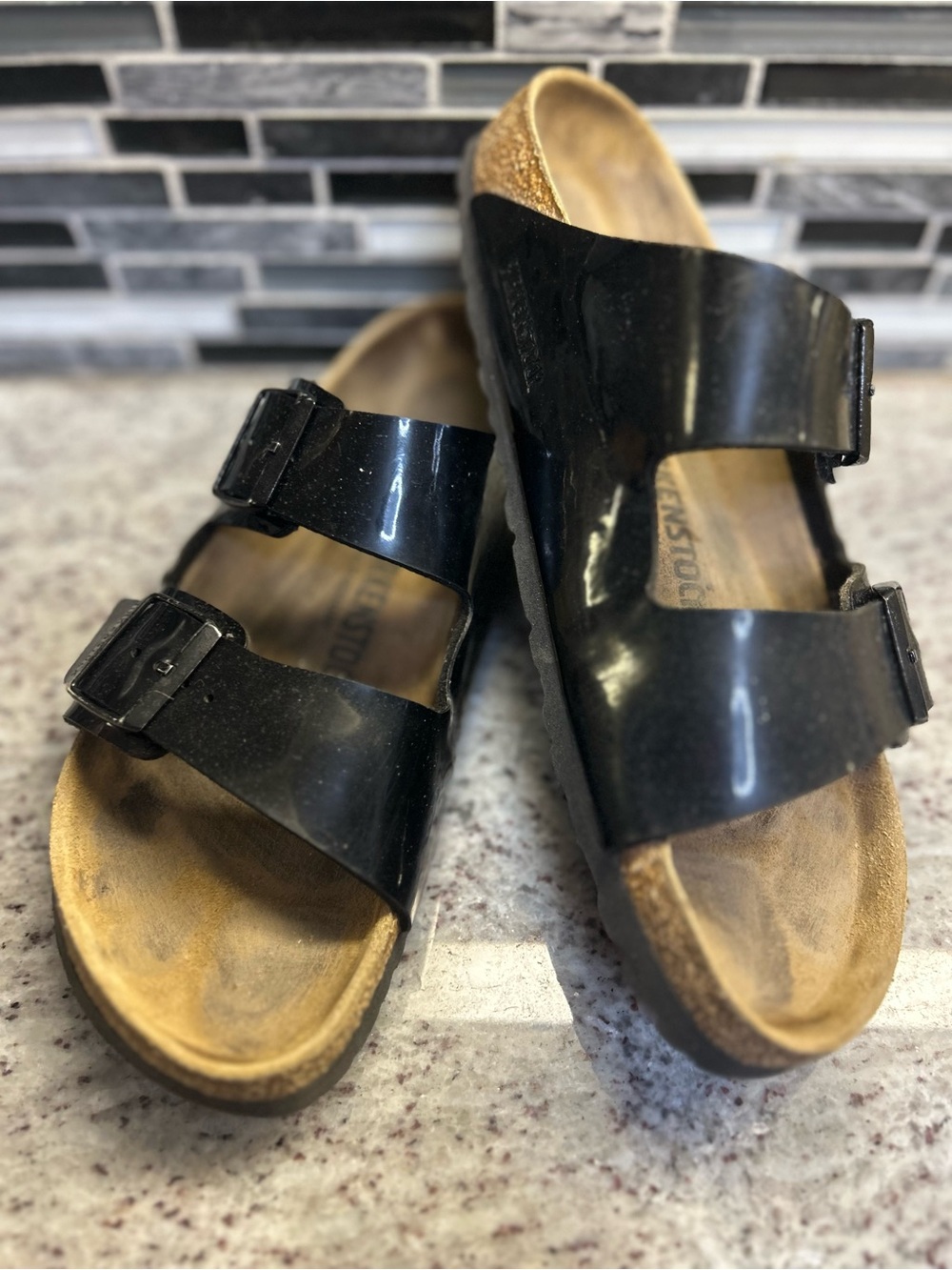 Birkenstock Arizona women’s Black Patent Sandals size 11 (42)